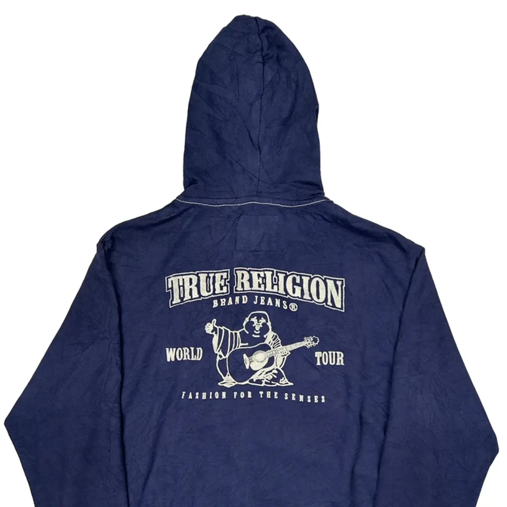 True Religion Graphic Hoodie - 2XL Blue Cotton - Image 6