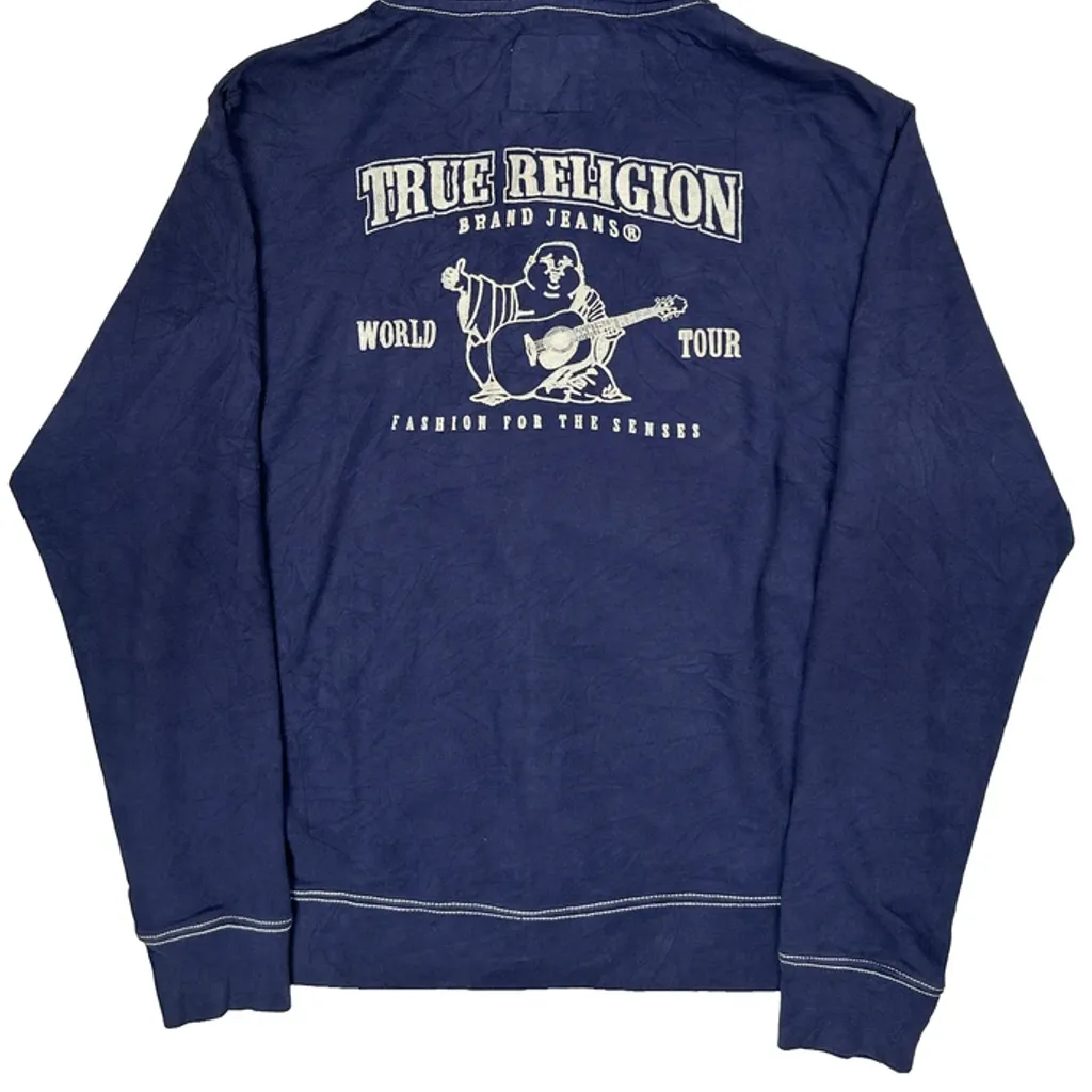 True Religion Graphic Hoodie - 2XL Blue Cotton - Image 7