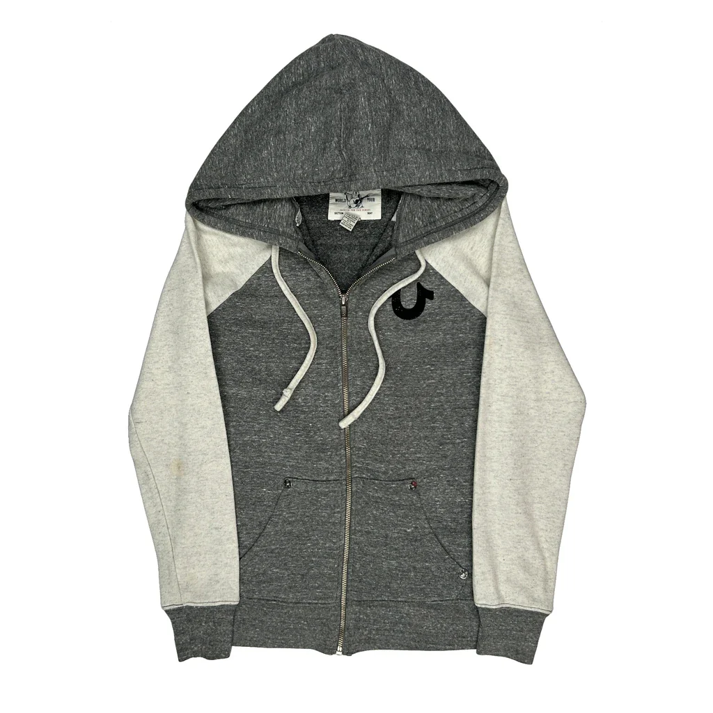 True Religion Graphic Hoodie - Medium Grey Cotton Blend