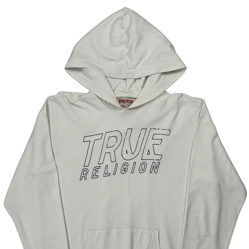 True Religion Spellout Hoodie - 2XL White Cotton - Image 5