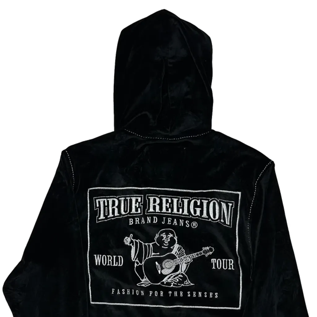 True Religion Graphic Hoodie - Medium Black Cotton Blend - Image 8