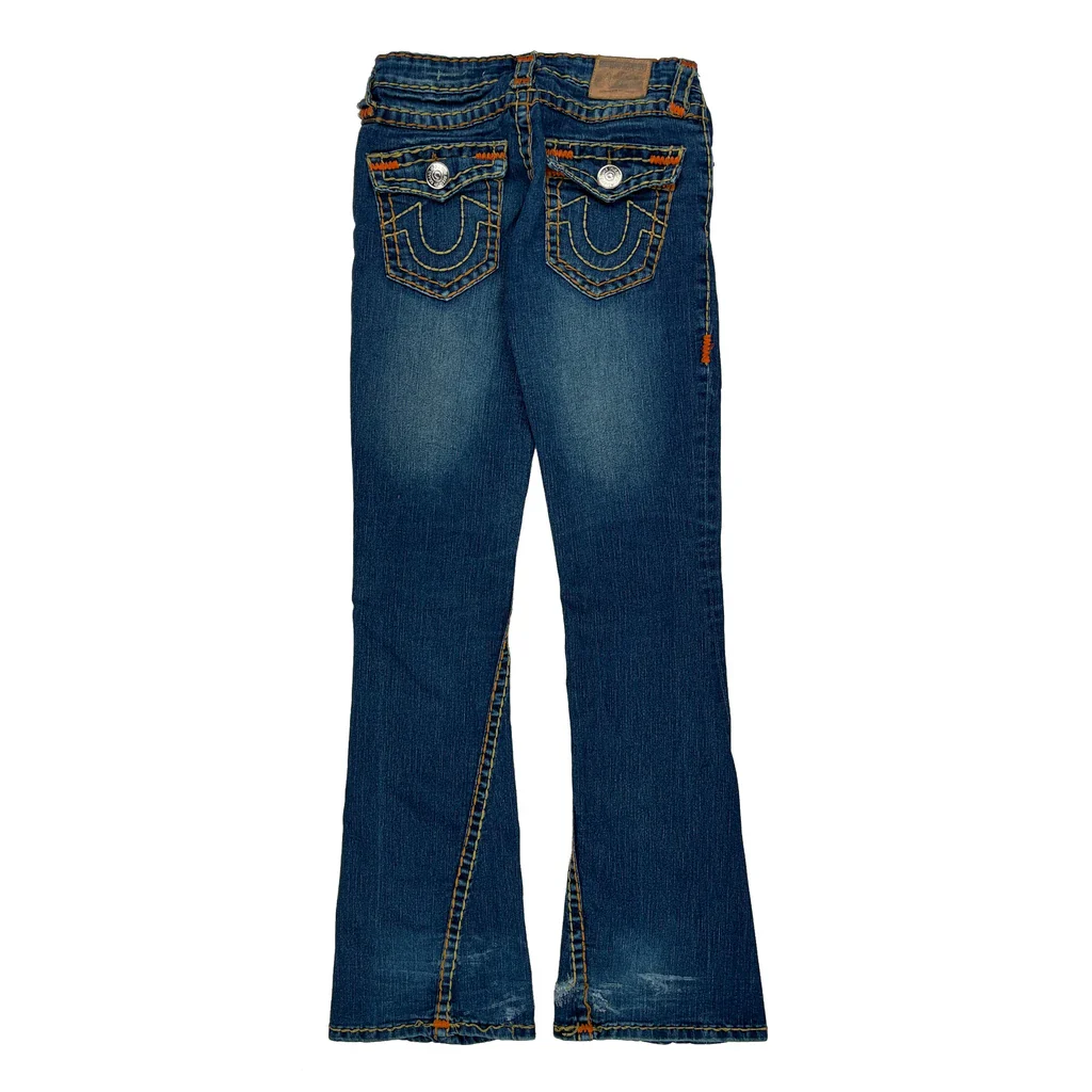 True Religion Contrast Stitch Jeans - 28W 32L Blue Denim