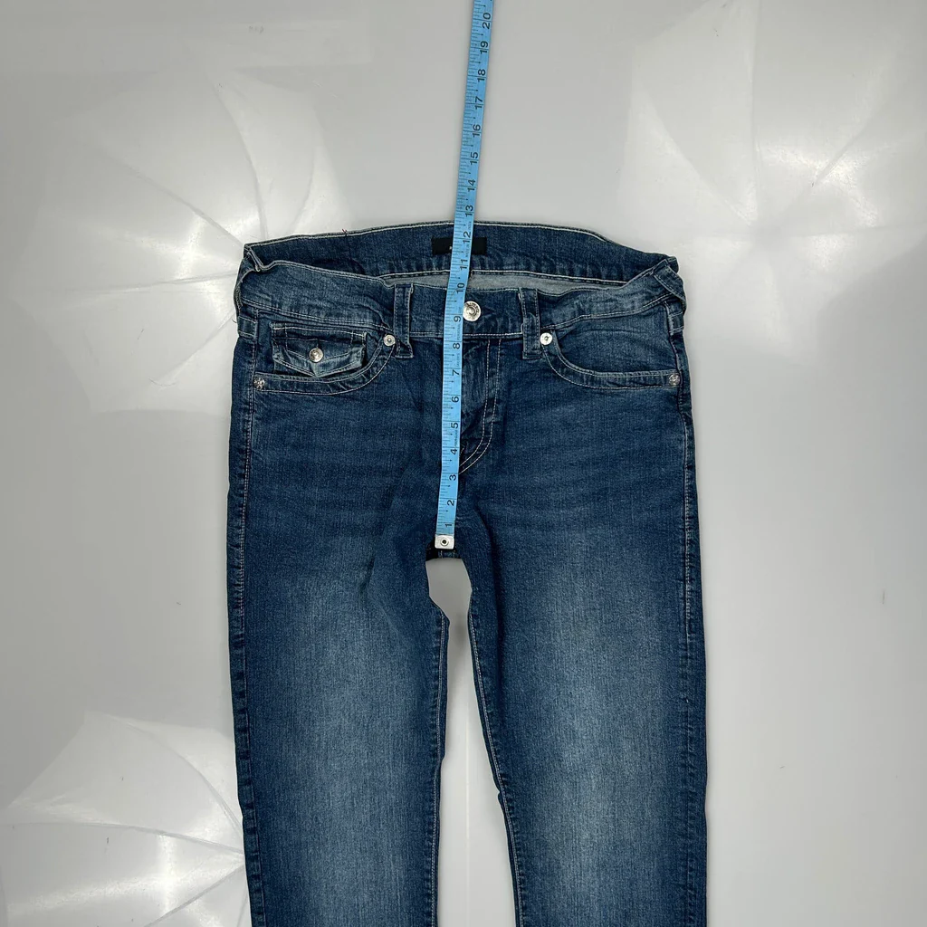True Religion Slim Jeans - 31W 31L Blue Cotton - Image 4