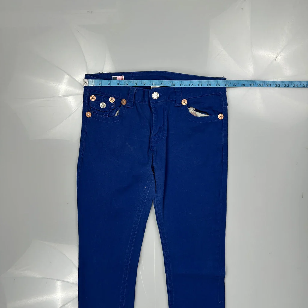 True Religion Slim Fit Jeans - 34W 31L Blue Cotton - Image 3