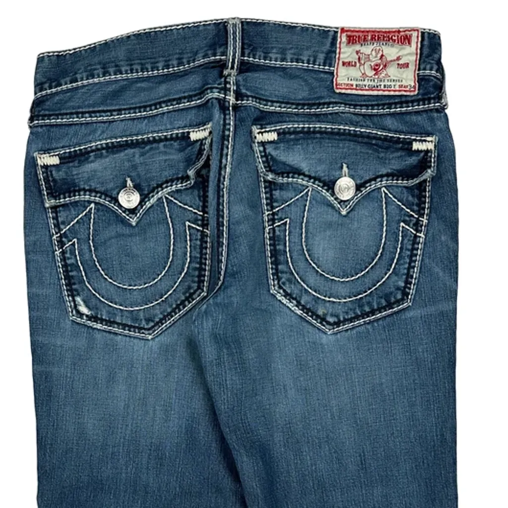 True Religion Boot Cut Jeans - 35W 29L Blue Cotton - Image 8