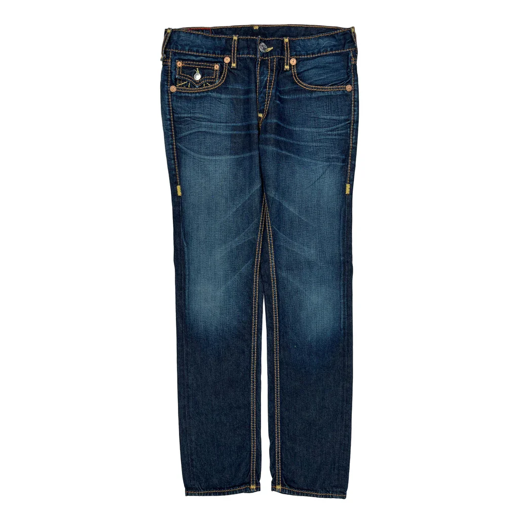 True Religion Contrast Stitch Jeans - 36W 32L Blue Denim - Image 2