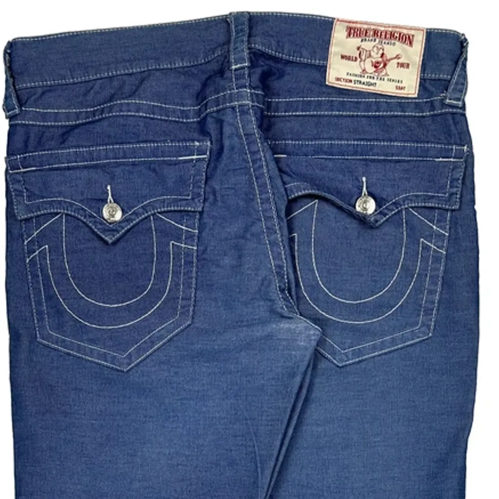 True Religion Contrast Stitch Jeans - 36W 33L Blue Cotton - Image 7