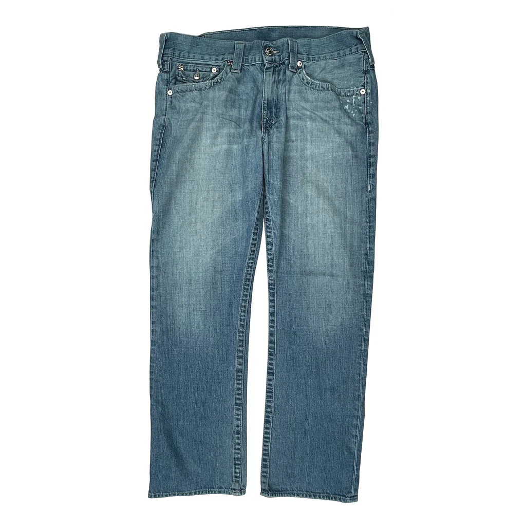 True Religion Contrast Stitch Jeans - 36W 33L Blue Cotton - Image 2