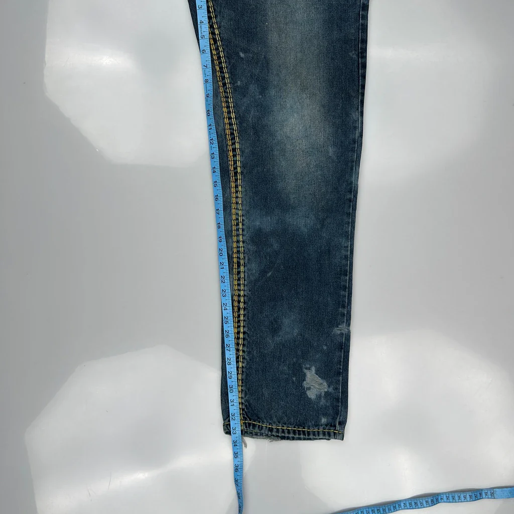 True Religion Contrast Stitch Jeans - 38W 33L Blue Cotton - Image 5