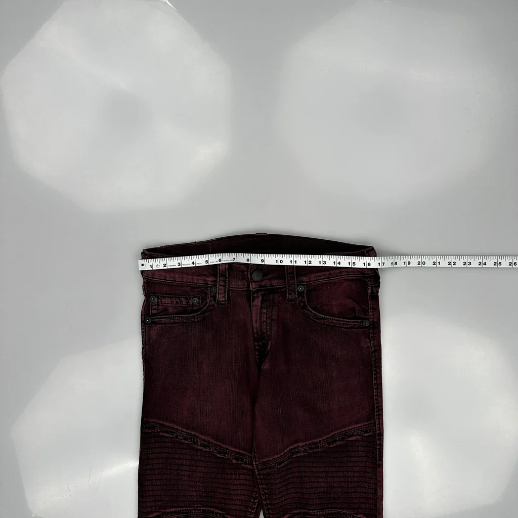 True Religion Double Knee Jeans - 33W 33L Burgundy Cotton - Image 3