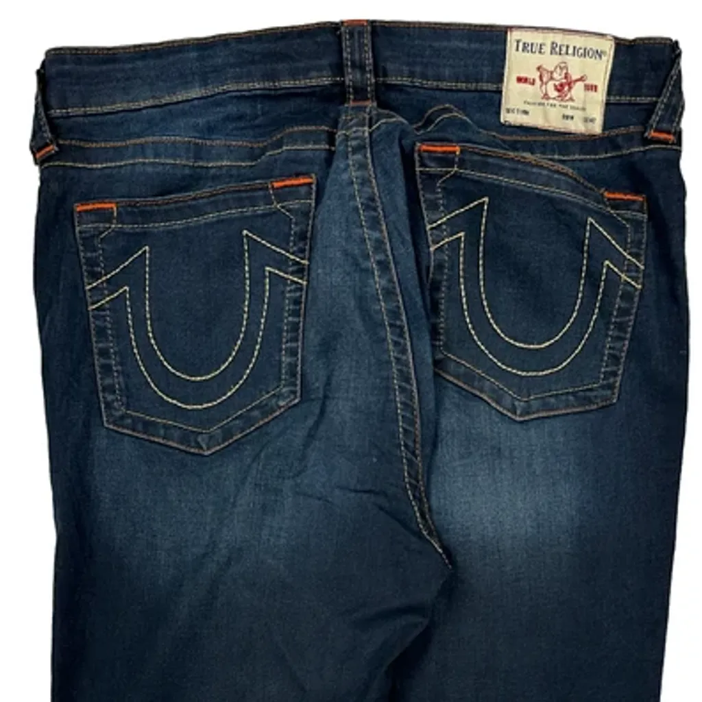 True Religion Slim Fit Jeans - 32W 33L Dark Wash Denim - Image 7