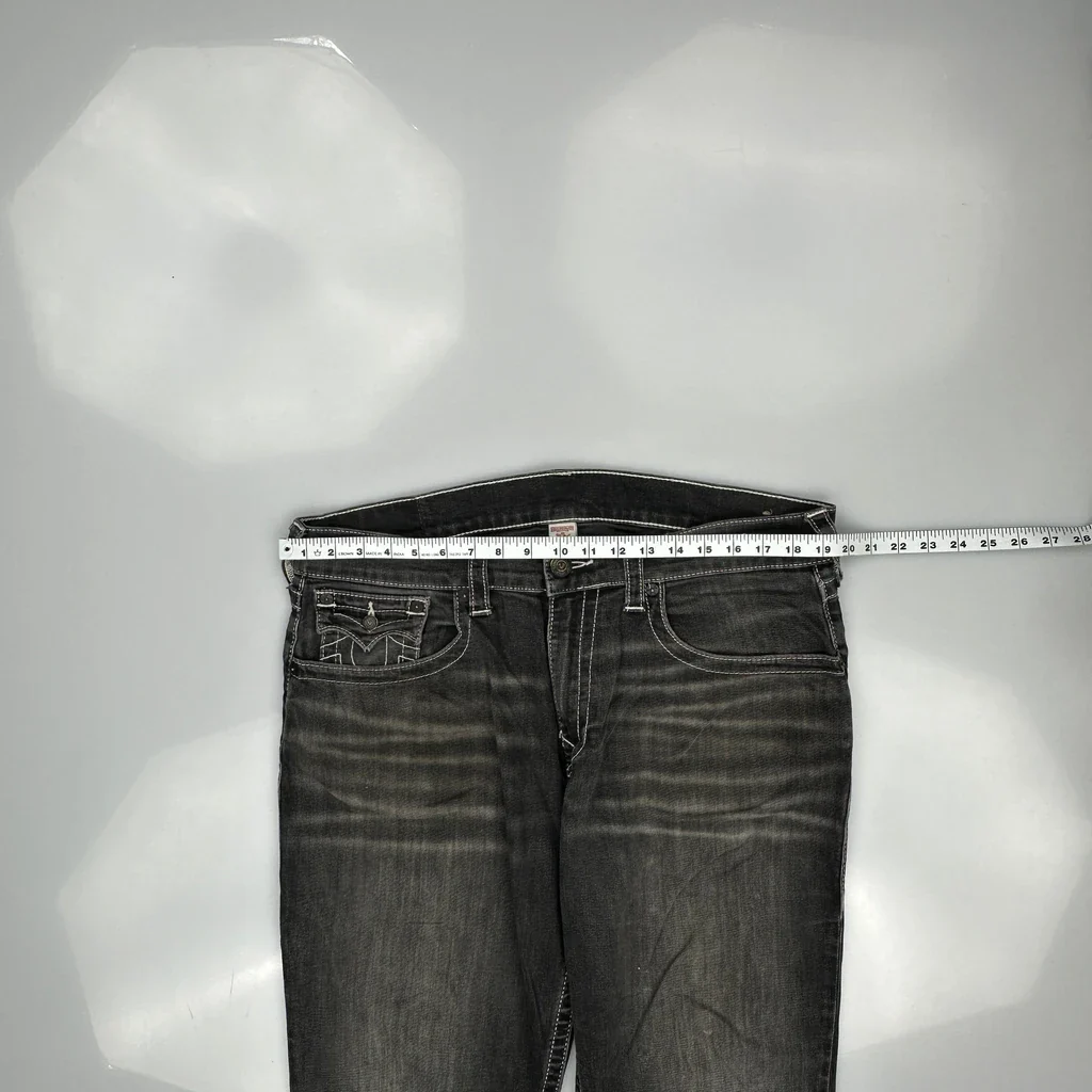 True Religion Contrast Stitch Jeans - 38W 34L Grey Cotton - Image 3