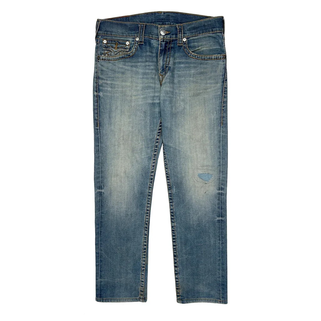 True Religion Slim Fit Jeans - 36W 31L Light Wash Cotton - Image 2