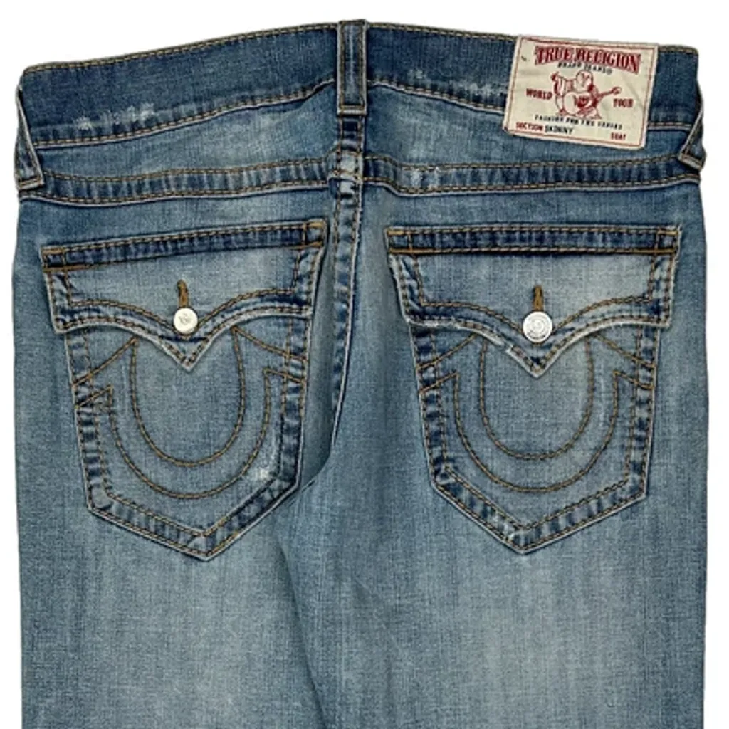 True Religion Slim Fit Jeans - 36W 31L Light Wash Cotton - Image 9