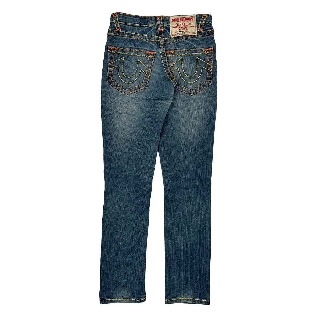 True Religion Contrast Stitch Jeans - 26W US 0 Blue Denim