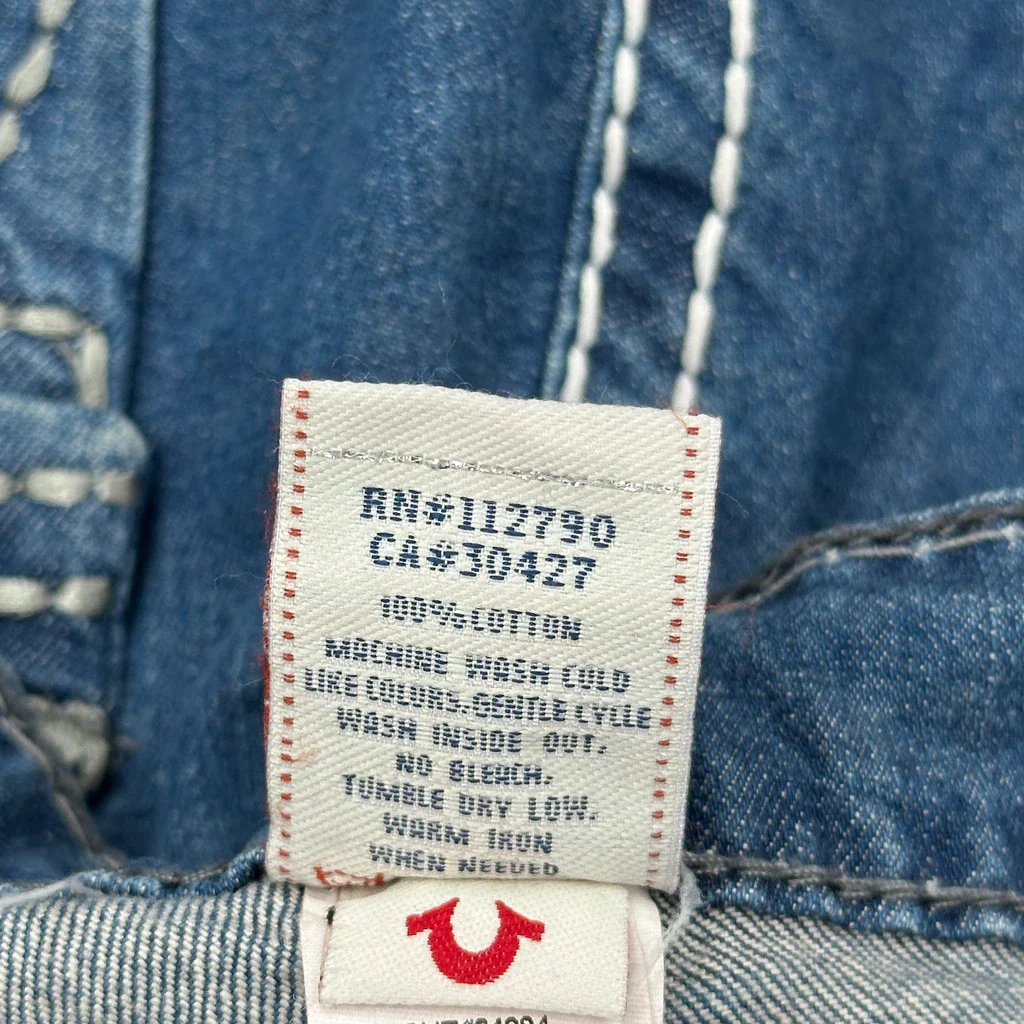 True Religion Contrast Stitch Jeans - 28W UK 6 Blue Cotton - Image 7