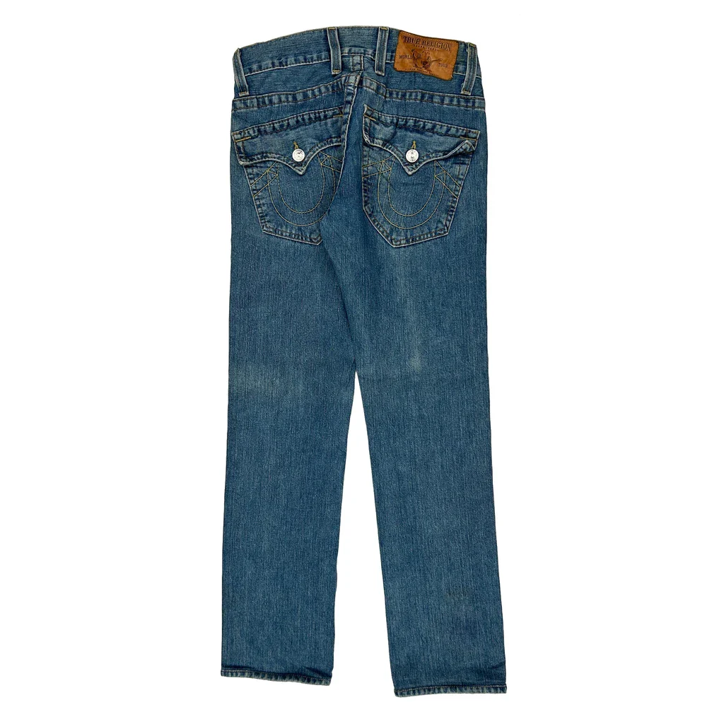 True Religion Contrast Stitch Jeans - 29W UK 8 Blue Cotton