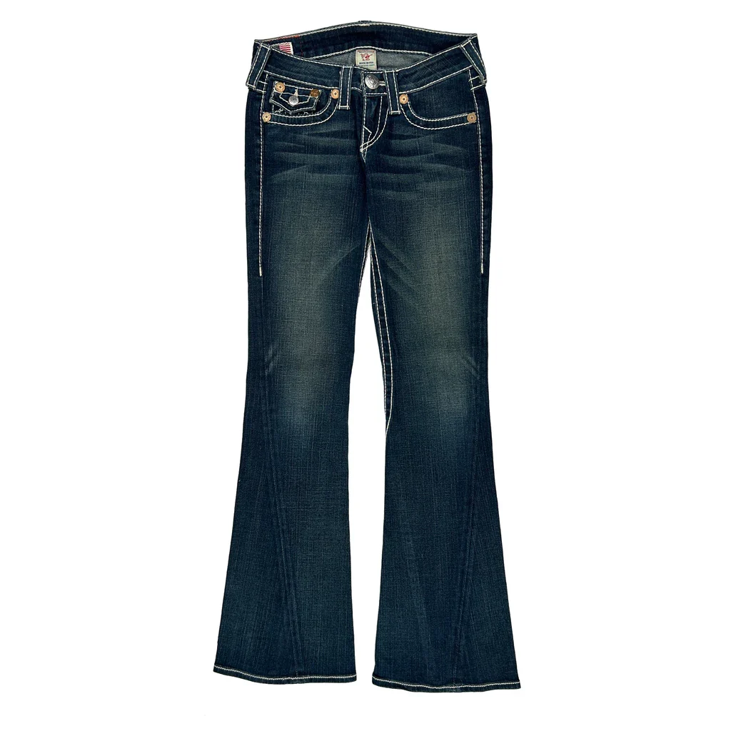 True Religion Boot Cut Jeans - 28W UK 6 Dark Wash Cotton - Image 2
