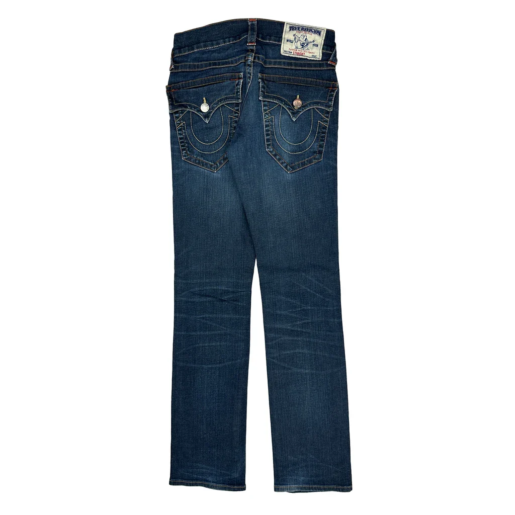 True Religion Contrast Stitch Jeans - 29W UK 8 Dark Wash Denim