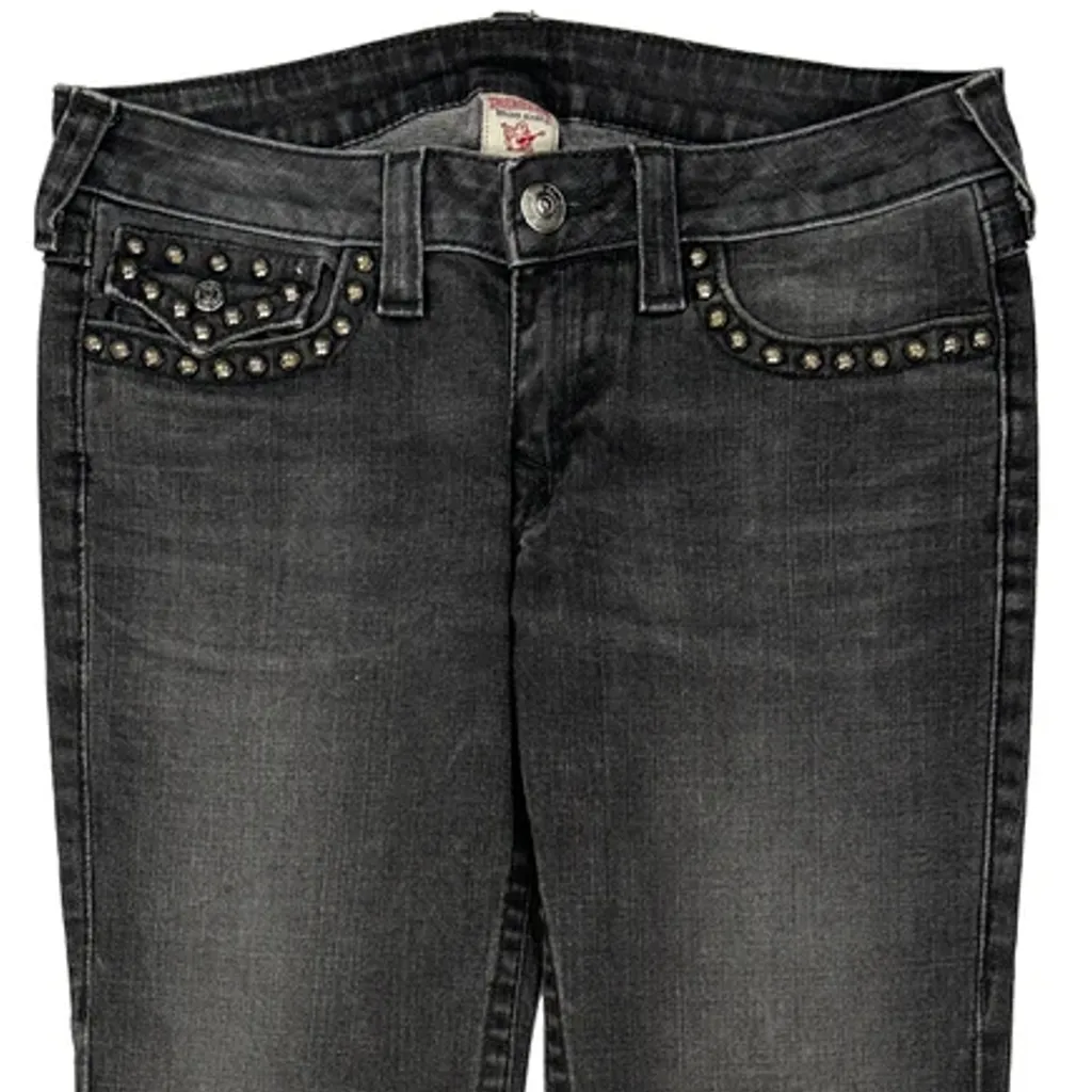 True Religion Studded Boot Cut Jeans - 32W UK 10 Grey Cotton - Image 10