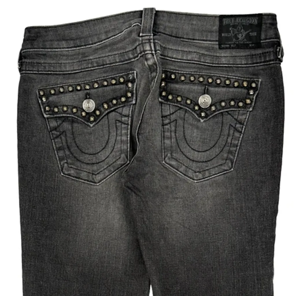 True Religion Studded Boot Cut Jeans - 32W UK 10 Grey Cotton - Image 8