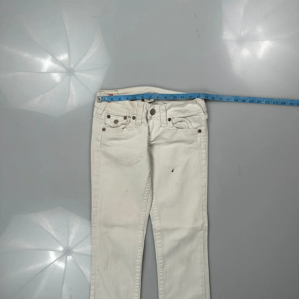 True Religion Slim Fit Jeans - 27W UK 6 White Cotton - Image 3