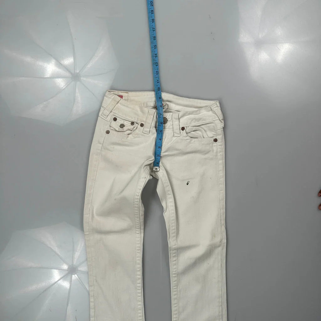 True Religion Slim Fit Jeans - 27W UK 6 White Cotton - Image 4