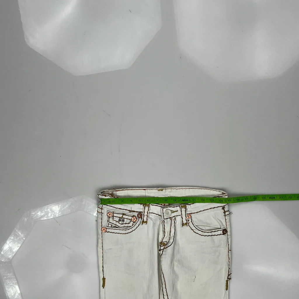 True Religion Contrast Stitch Jeans - 30W UK 8 White Cotton - Image 3