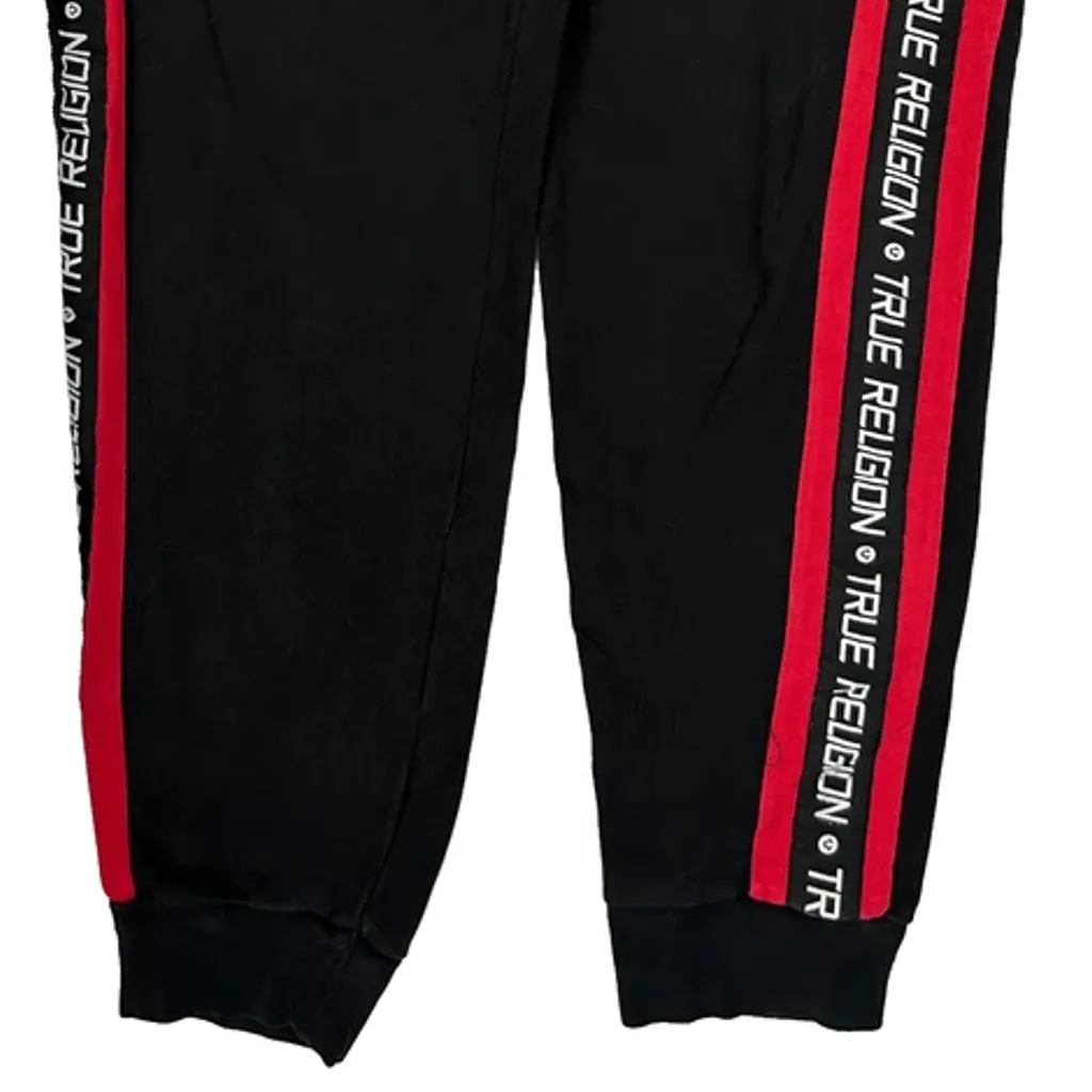 True Religion Striped Joggers - Large Black Cotton - Image 4