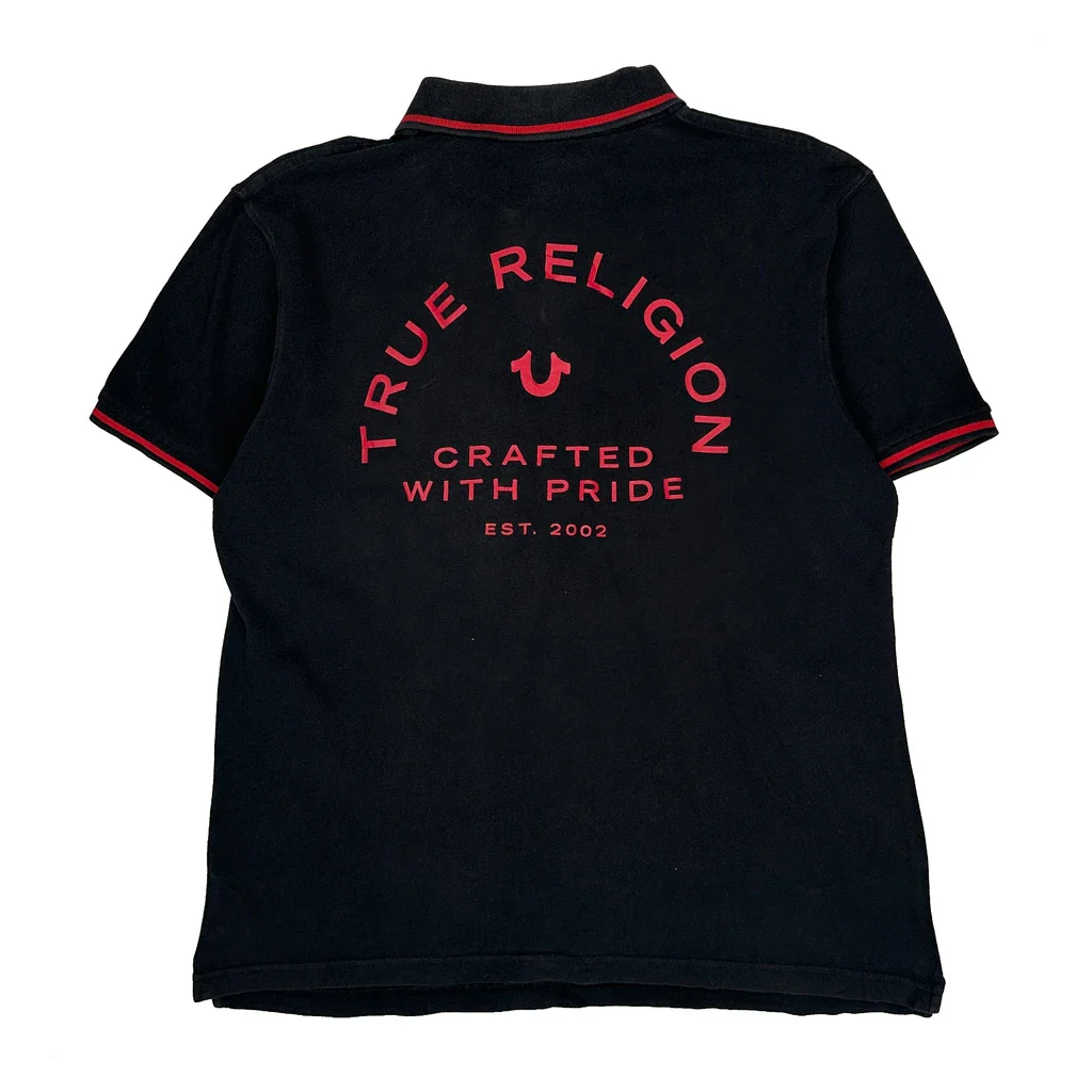 True Religion Polo Shirt - Large Black Cotton - Image 2