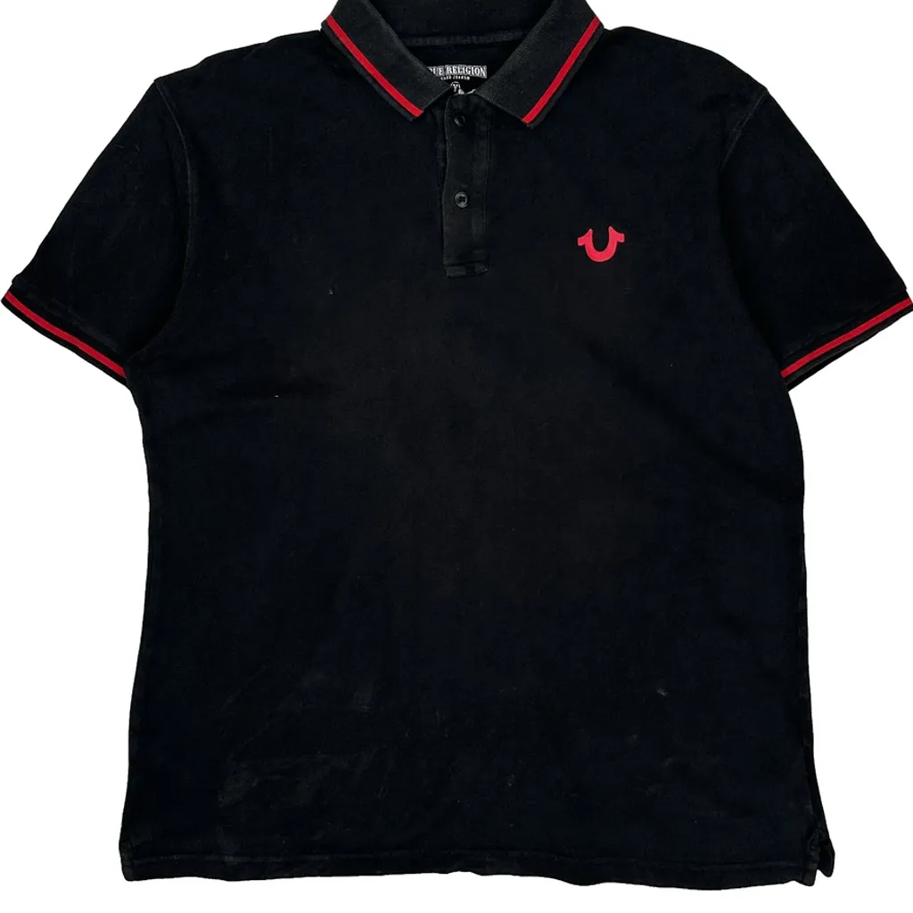 True Religion Polo Shirt - Large Black Cotton - Image 4