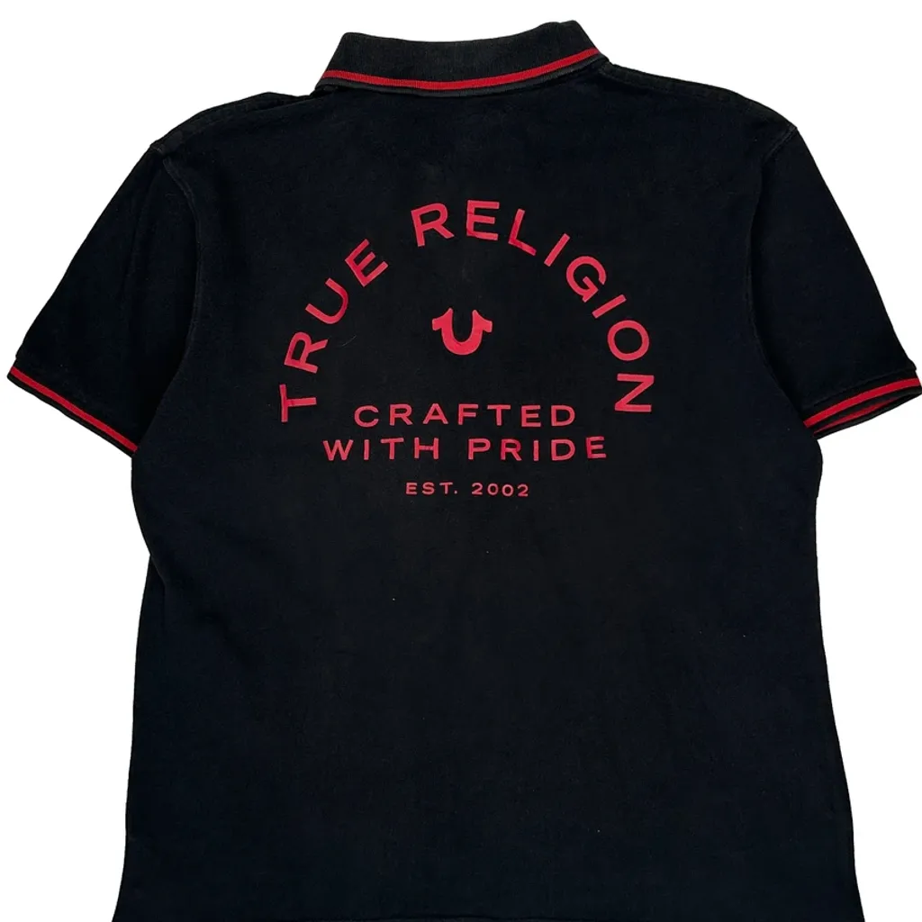 True Religion Polo Shirt - Large Black Cotton - Image 7