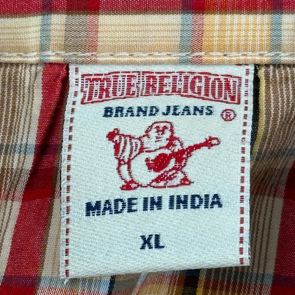 True Religion Checked Shirt - XL Beige Cotton - Image 3