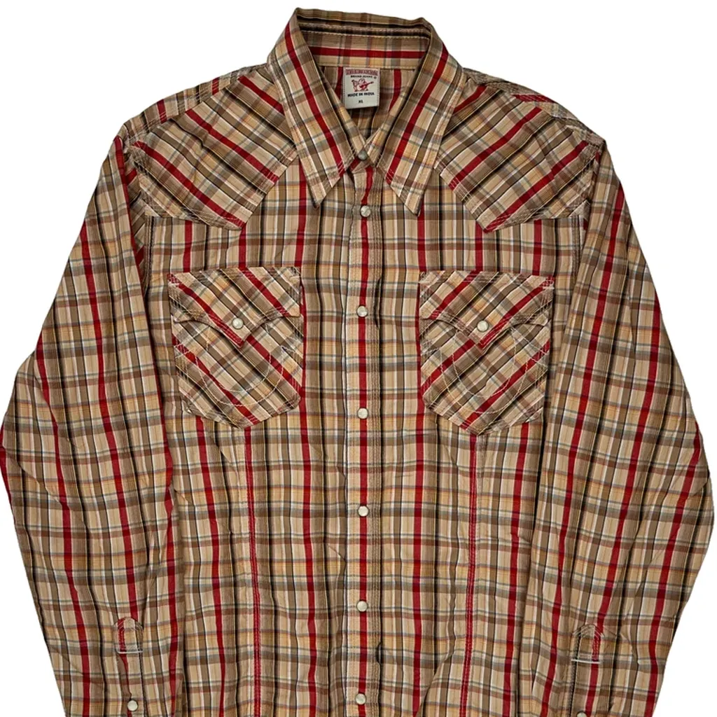 True Religion Checked Shirt - XL Beige Cotton - Image 5