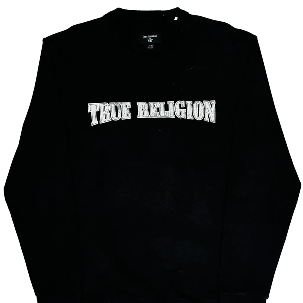 True Religion Spellout Sweatshirt - XL Black Cotton - Image 4