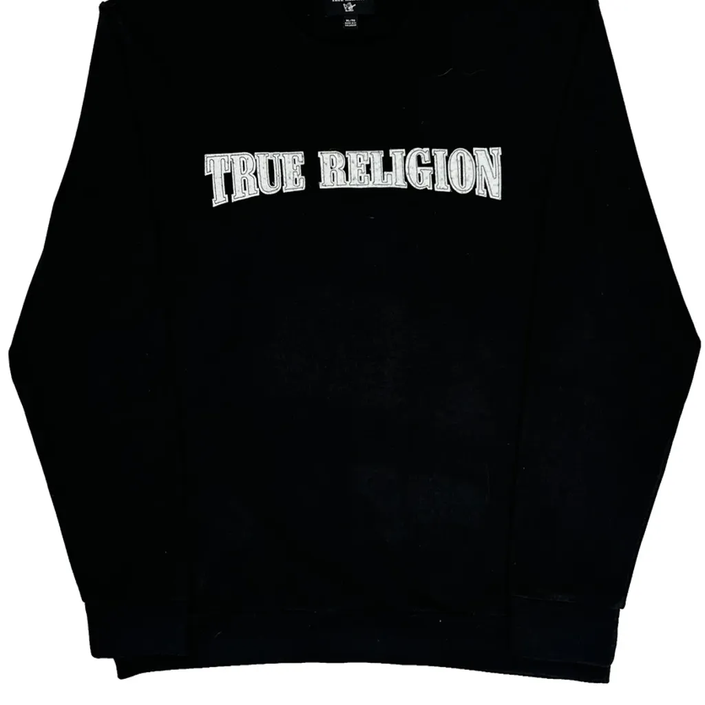 True Religion Spellout Sweatshirt - XL Black Cotton - Image 5