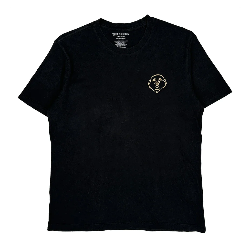 True Religion Graphic T-Shirt - Large Black Cotton