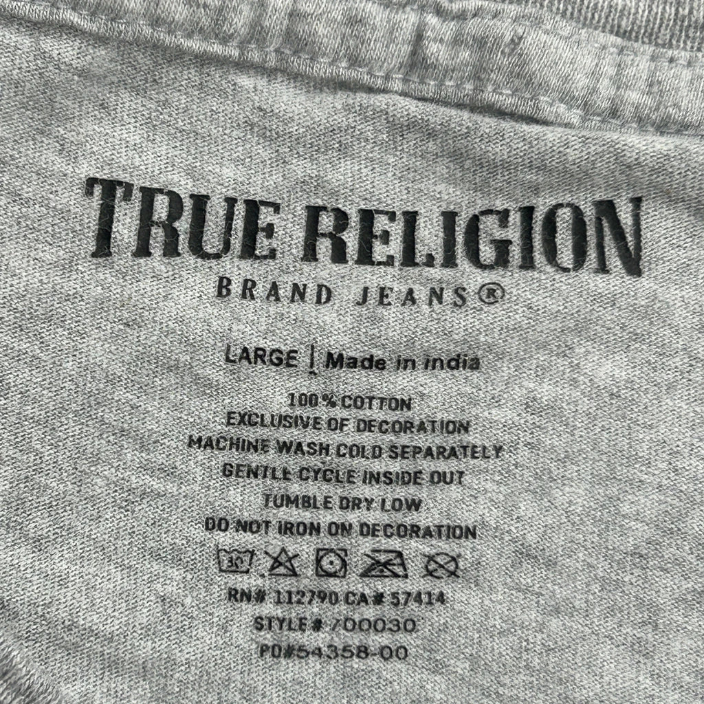 True Religion Graphic T-Shirt - Large Grey Cotton - Image 3