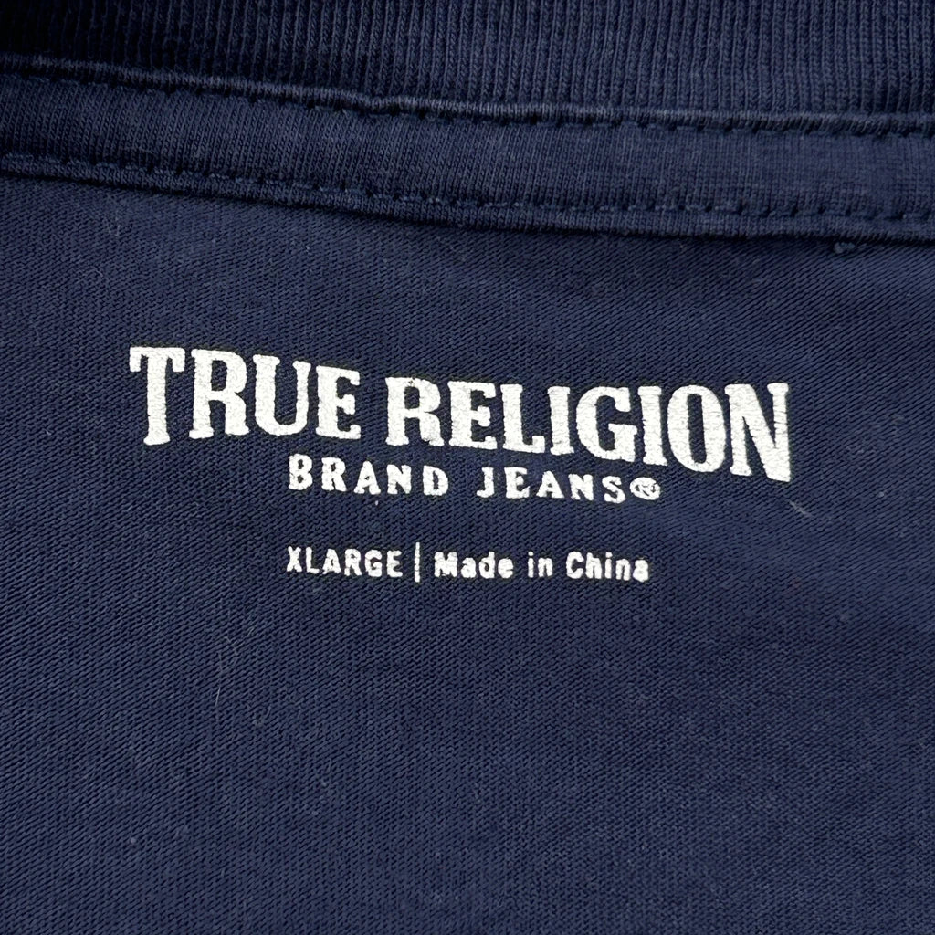 True Religion Graphic T-Shirt - XL Navy Cotton Blend - Image 3