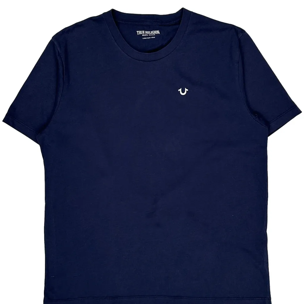 True Religion Graphic T-Shirt - XL Navy Cotton Blend - Image 6