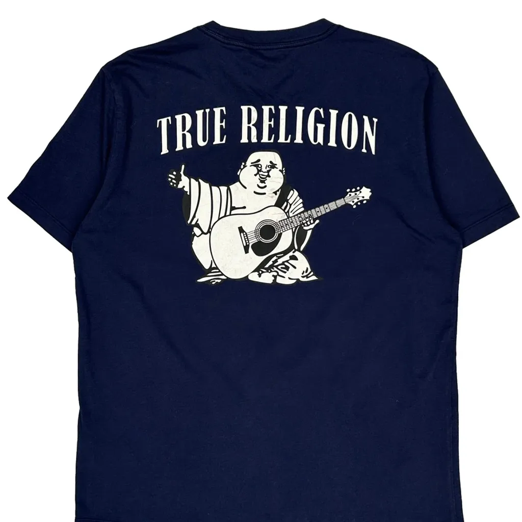 True Religion Graphic T-Shirt - XL Navy Cotton Blend - Image 7