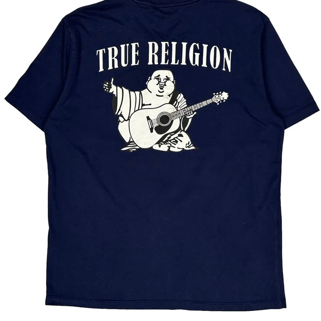 True Religion Graphic T-Shirt - XL Navy Cotton Blend - Image 8
