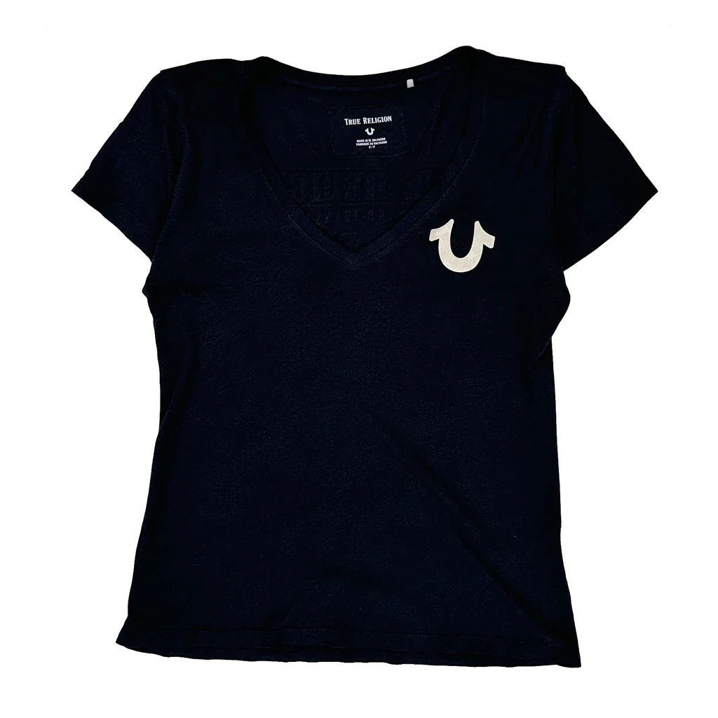 True Religion Graphic T-Shirt - Small Black Cotton