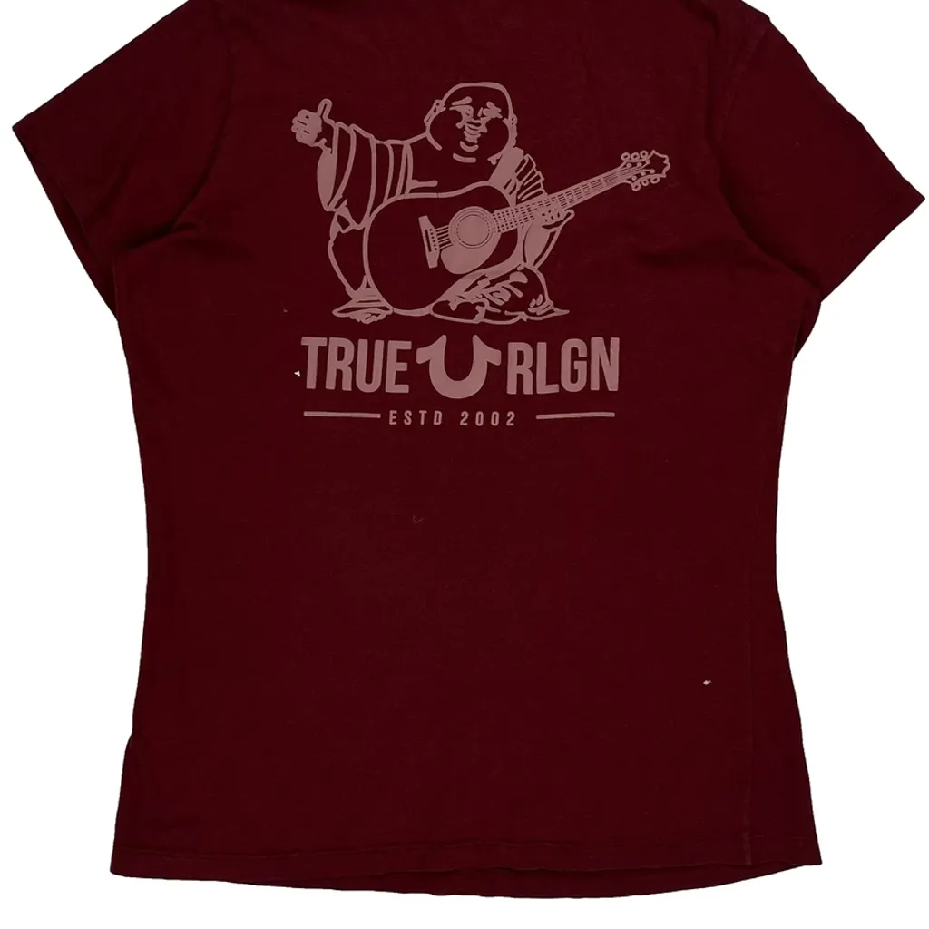 True Religion Graphic T-Shirt - Large Burgundy Cotton - Image 6