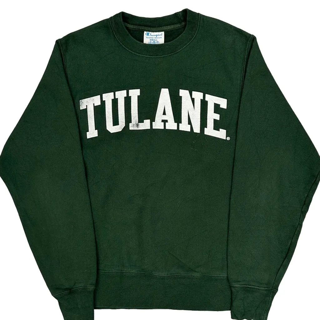 Tulane Champion College Sweatshirt - Small Green Cotton Blend - Image 5