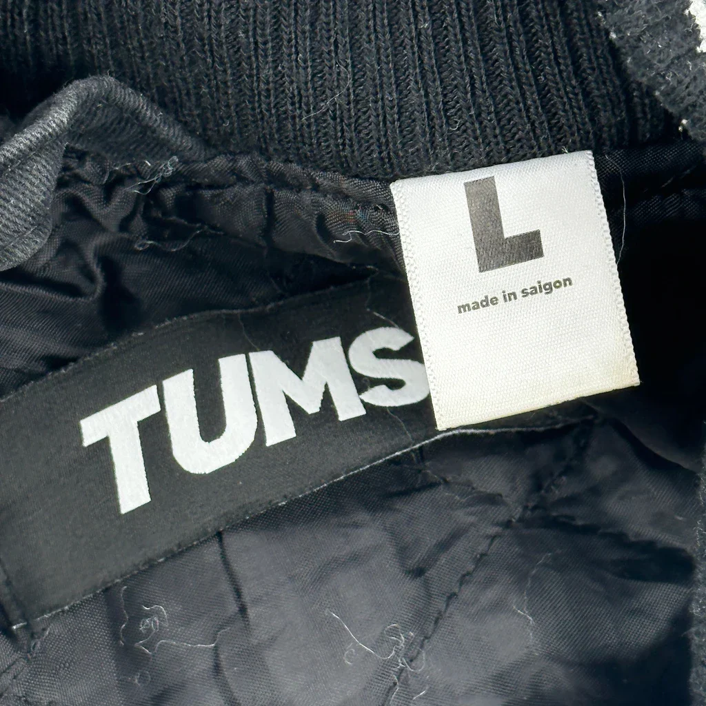 Tum Machines Tums Graphic Varsity Jacket - Large Black Polyester - Image 3