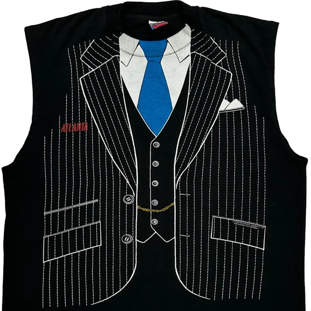 Tuxedo Print Fruit Of The Loom Single Stitch Vest - XL Black Cotton - Image 4