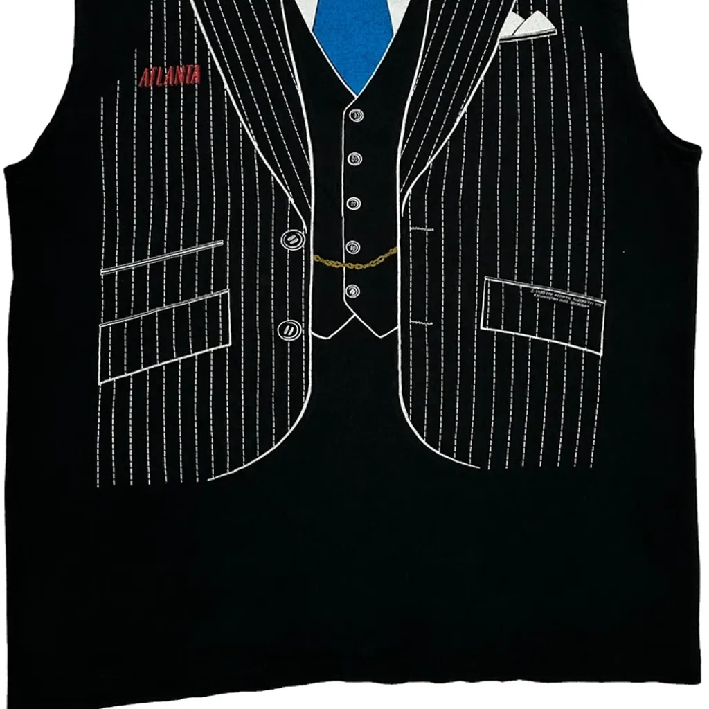 Tuxedo Print Fruit Of The Loom Single Stitch Vest - XL Black Cotton - Image 5