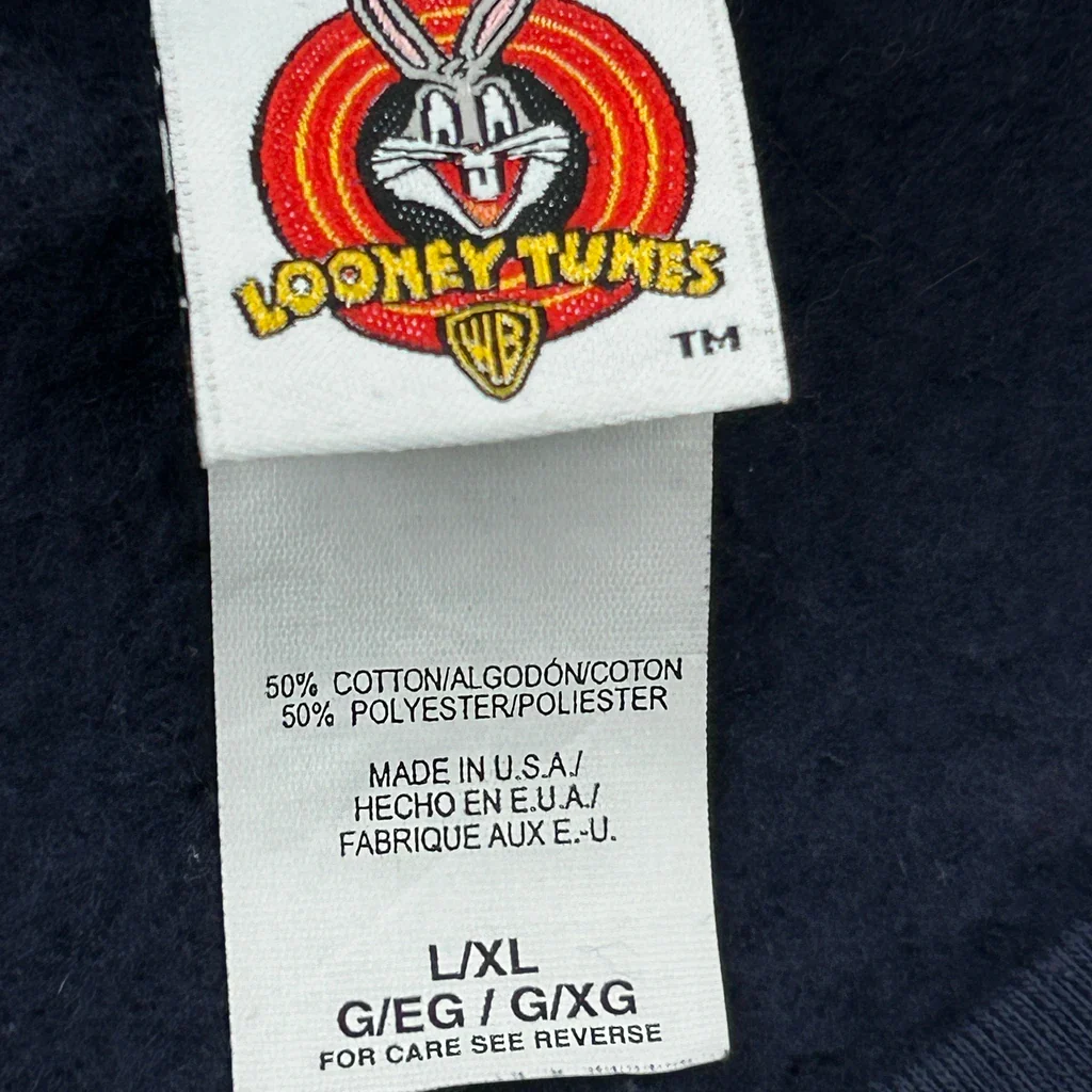Tweety Bird Looney Tunes Cartoon Sweatshirt - Large Navy Cotton Blend - Image 3