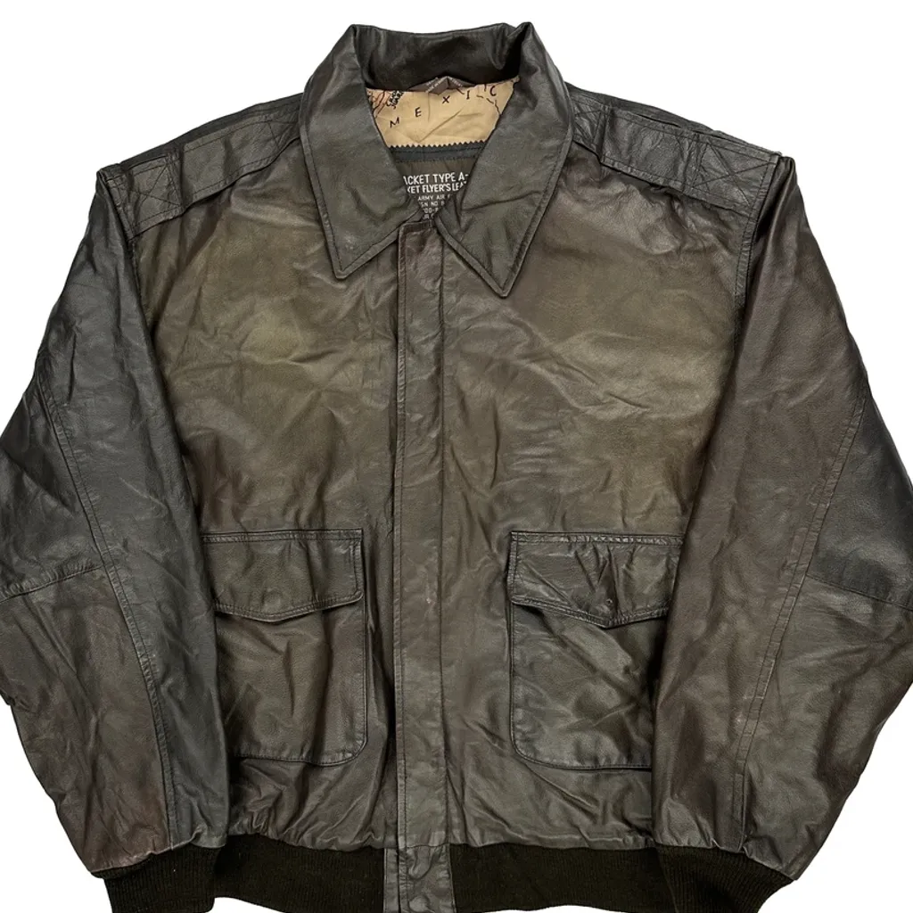 U.S. Air Force A-2 Flight Leather Jacket - XL Black Leather - Image 4